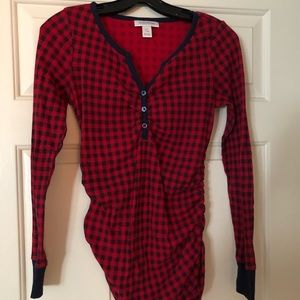 Motherhood Maternity plaid long sleeved shirt